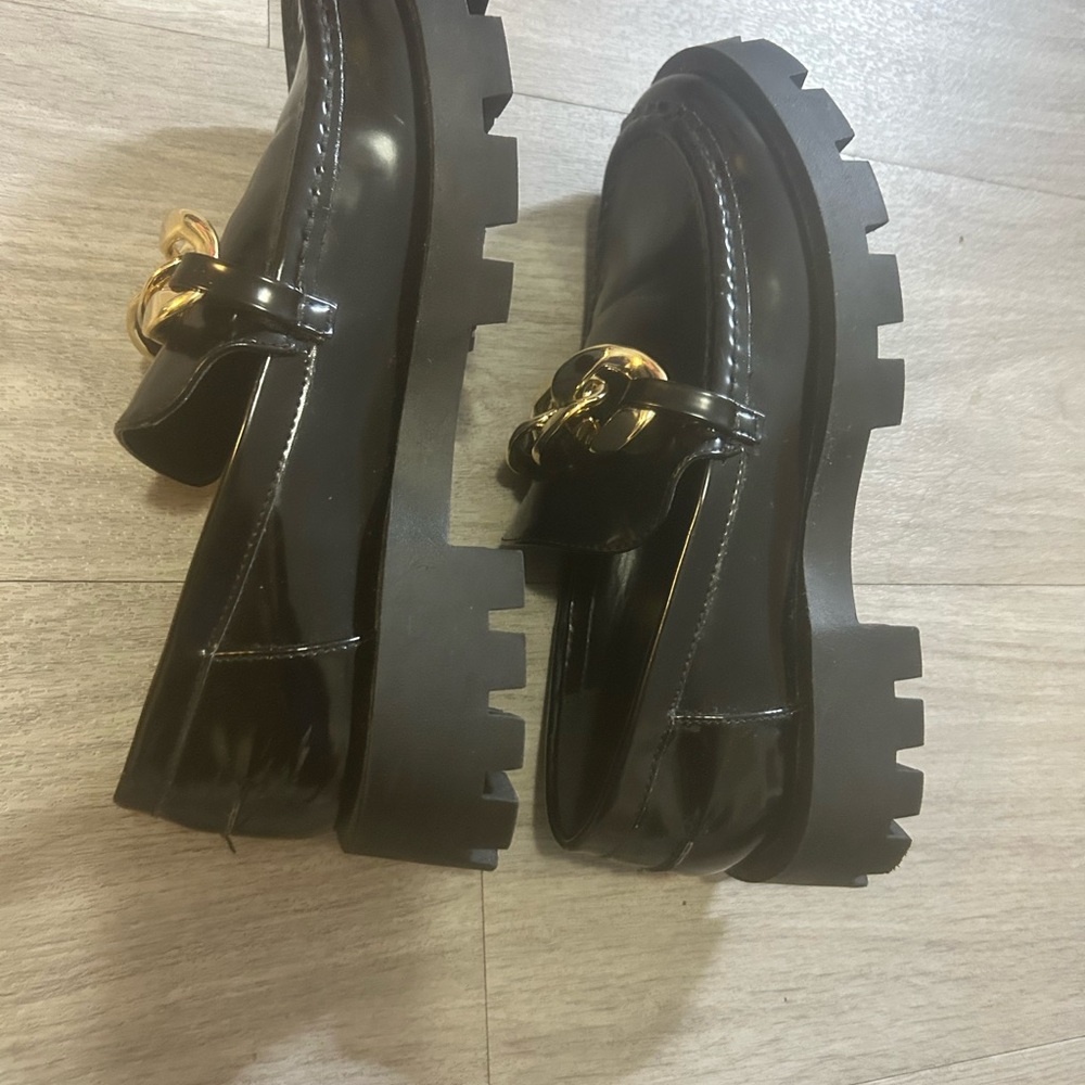 Dream Pairs Black Loafers with Gold Accent